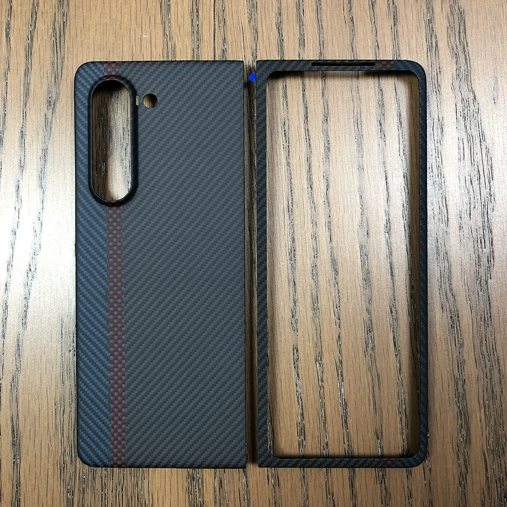 Phone black case for SAMSUNG Galaxy Z Fold5 fold5 f5 Kevlar case real Aramid Carbon Fiber case Geometric lightweight