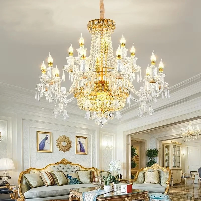 

Contemporary Luxury Crystal Pendent Lamp European Living Room Restaurant Bedroom Villa Hotel Duplex Staircase Chandelier
