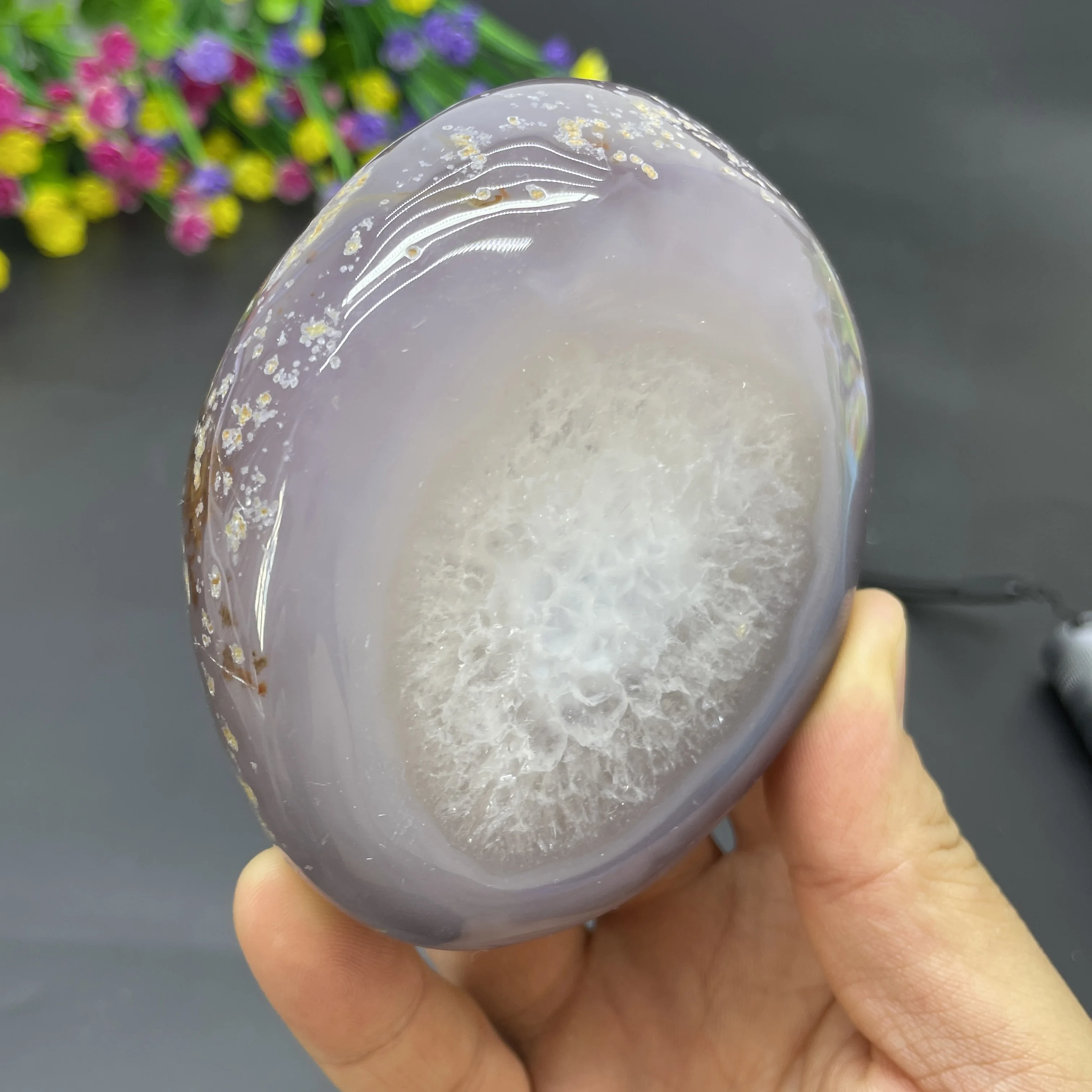 574g Natural Rough Polished Bile Agate Crystal Quartz Healing Stone With Water Trapped Inside Moving Original Home Decor E14