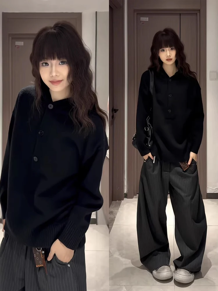 

Korean Sle Lazy Aosphere f Open Cardigan Hoodie ex Autumn Winter New Cleanfit High End Knitted Sweater Soft Comfor...