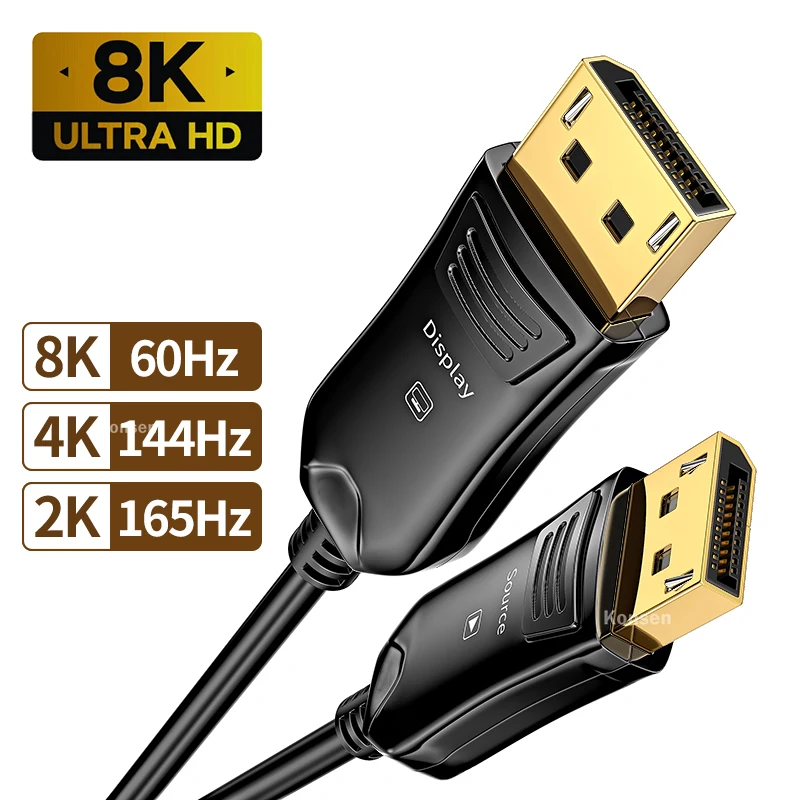 

8K 60Hz DP 1.4 Fiber Optical Cable Displayport Fiber Optic Cable HDR High Speed 32.4 Gbps 4K@144Hz Slim Flexible DP to DP Cable