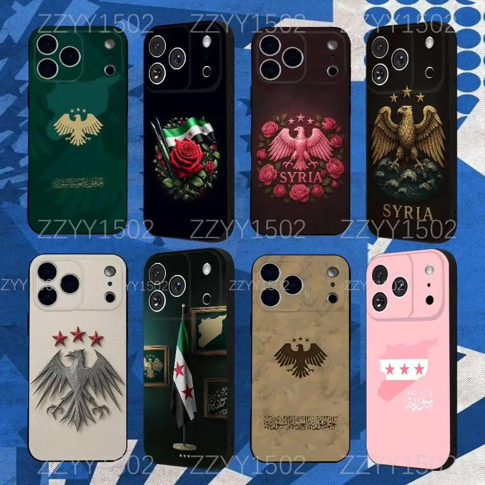 

Syria Syrian Flag National Emblem Eagle Phone Case For iPhone 17,16,15,14,13,12,Pro,Max,Plus,E,SE4,Air,Mini Black Funda Shell