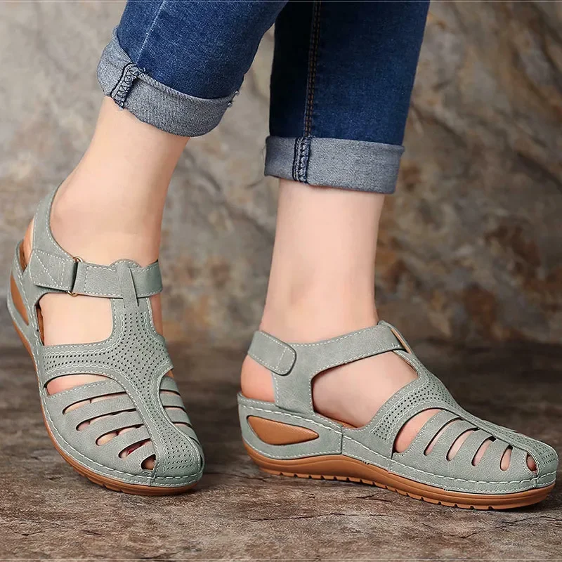 Fashionable Womens Wedge Sandals Comfortable Platform Heels with Secure Ankle Straps Durable Solid  for Stylish Summer Footwear