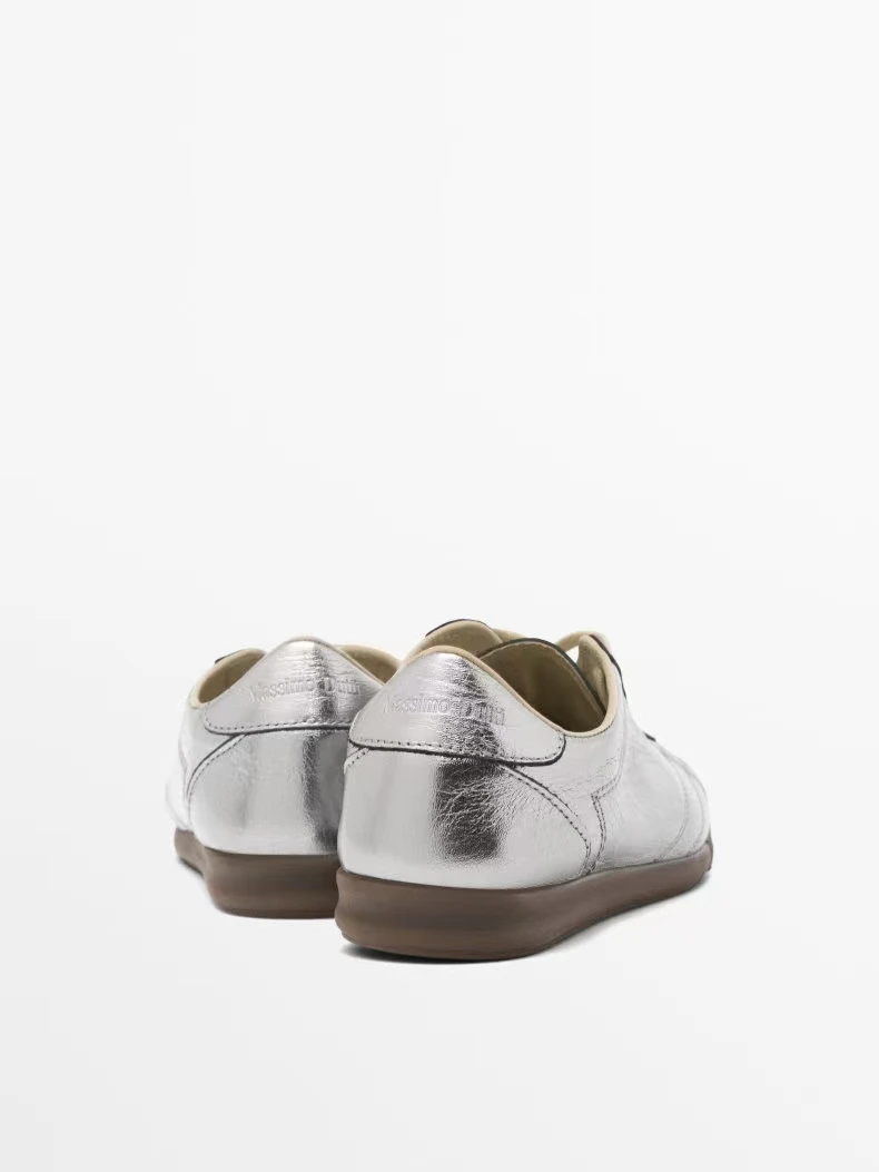 

Женские ретро-кроссовки MD: серебристые, металлические, повседневные, на шнуровке, спортивные, на плоской резиновой подошве, удобные, низкие