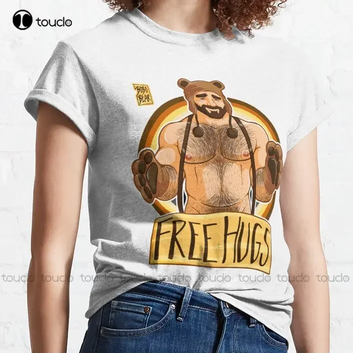 Adam Likes Hugs - Bear Pride Classic T-Shirt Womens Oneck Tshirts Outdoor Simple Vintag Casual T Shirts Fashion Tshirt Summer