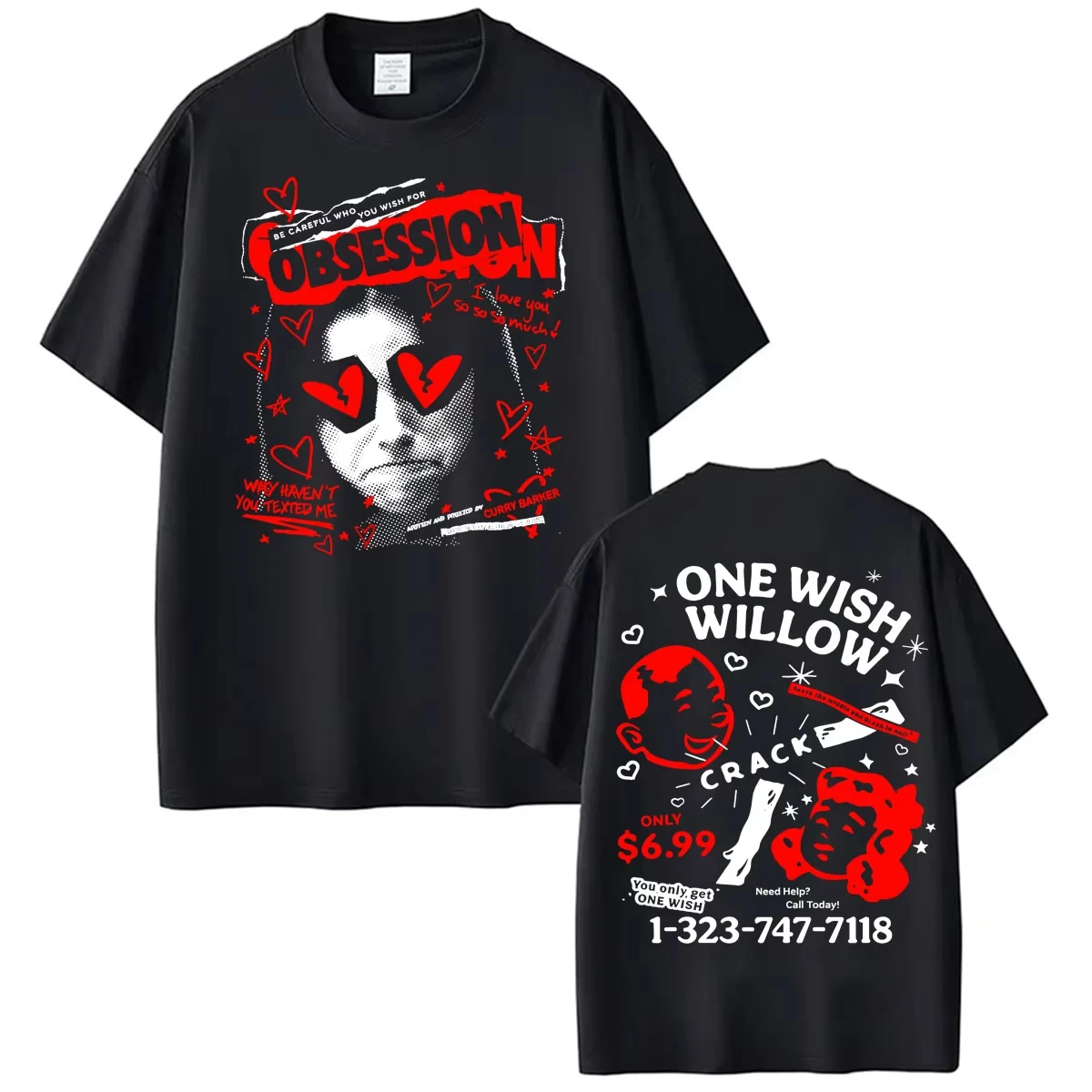 T-shirt graphique One Wish Willow Obsession 2026 pour fans de films d'horreur, 100% coton, pour hommes et femmes, Y2k, surdimensionné, Vintage, décontracté