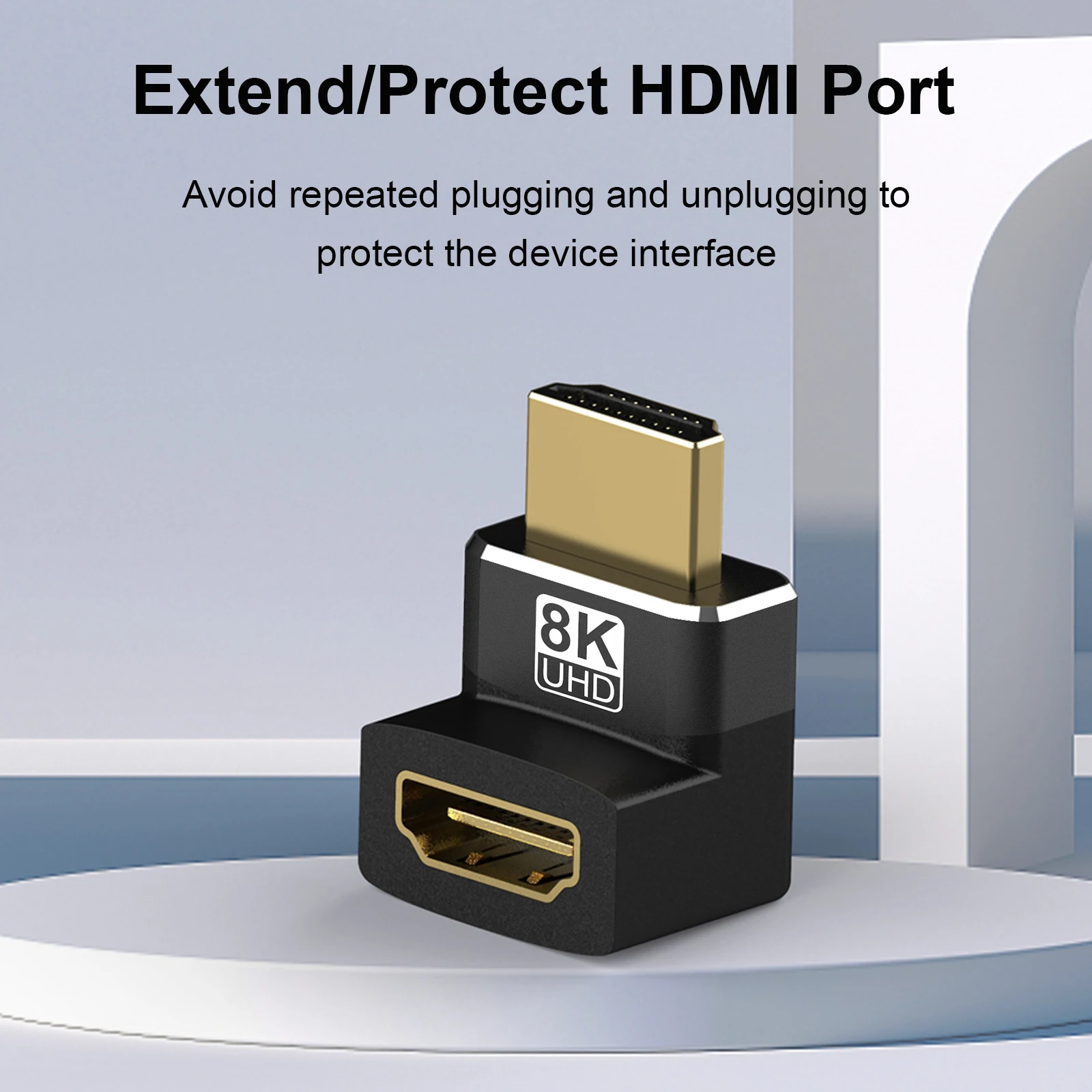 8K HDMI 2.1 Adapter 8k@60hz 4k@120hz 90-Grad-Verlängerung HDMI Stecker auf Buchse Kompatibler Erweiterungsanschluss für HDTV Laptop PC – Detail 2