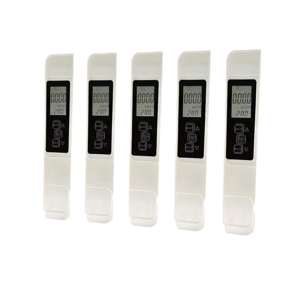 5PCS 4-in-1 Digital Water Tester Hardness Temperature Meter With For Color Backlit Display For Pool Fish Tank Hydroponics Qua