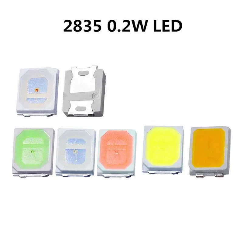 100PCS 2835 LED Chip Lamp Bead 0.2W Red Yellow Blue Green White Warm White Purple Orange Pink Mechanical Keyboard Light