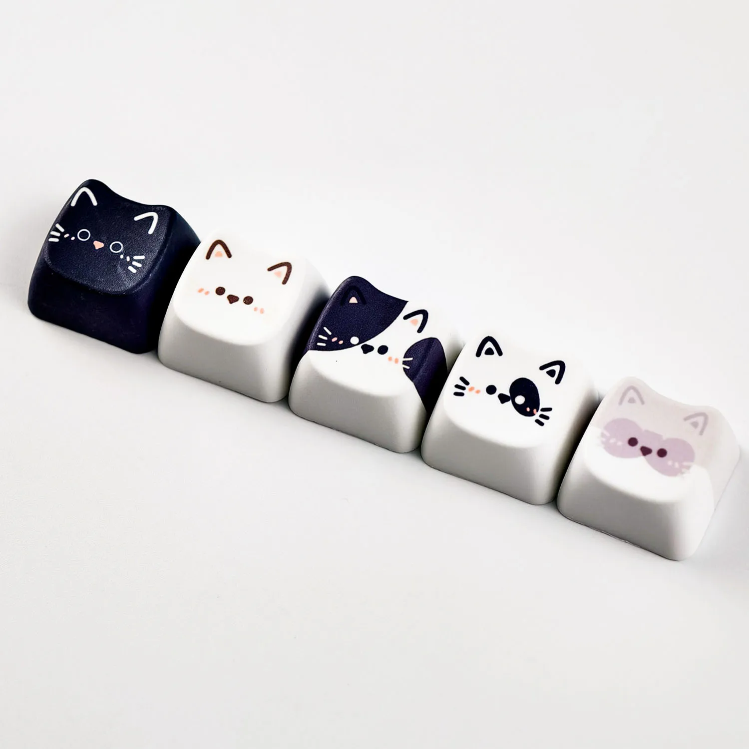 MAIMOOO Niedliche Katzen- und Hunde-Tastenkappen, MAO-Profil, 5/25 Tasten, PBT, individuelle kreative Meow-Head-Tastenkappe für mechanische Tastatur, personalisiertes Geschenk