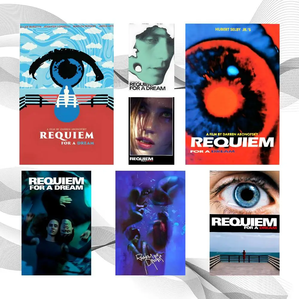 Movie Dark Requiem for a Dream Poster Peel And Stick Wall Art Self Adhesive PP Waterproof Wall Decor Living Room Bedroom Gift
