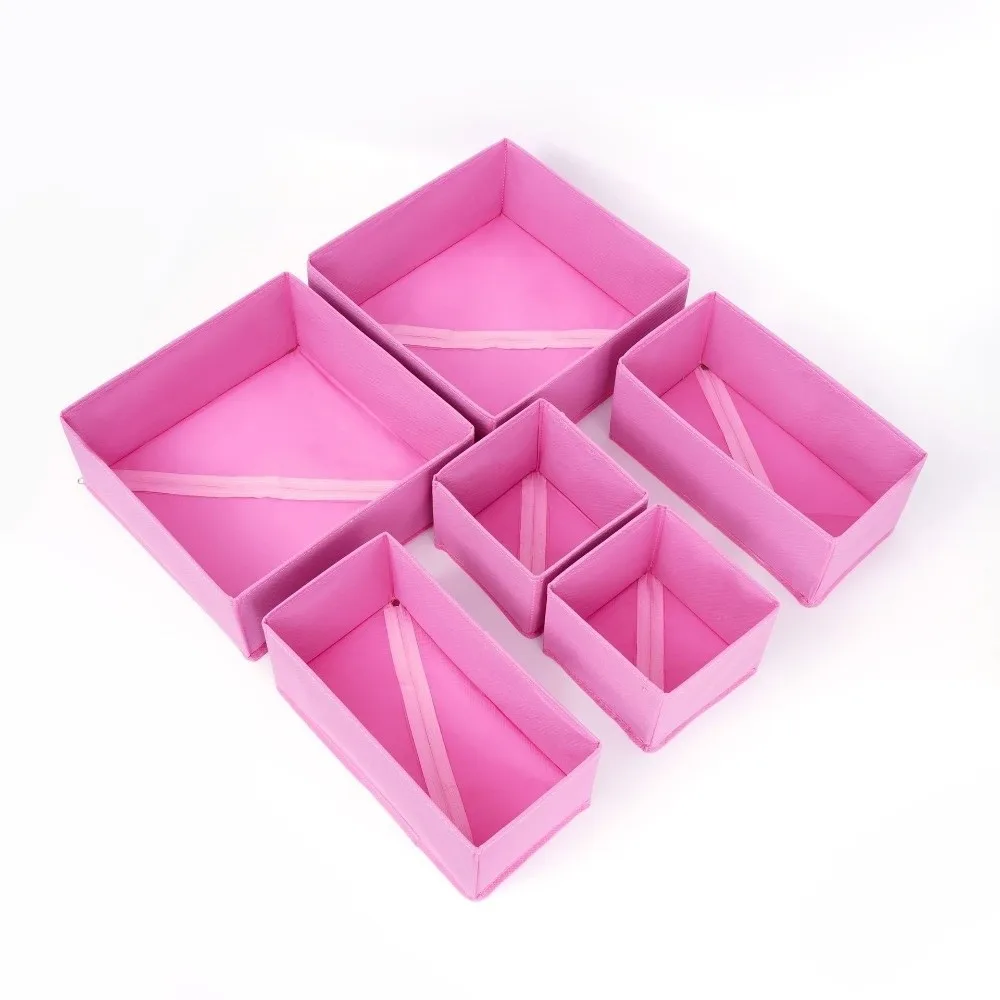 

6Pcs/set Non-woven Storage Box Space Saving without Lid Underwear Organizer Eco-Friendly Foldable Bra Storage Boxes