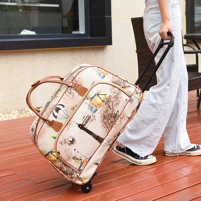 Women Travel Suitcase Trolley Bags Wheeled Bag Oxford High Quality Rolling Luggage Travel Bag With Wheels