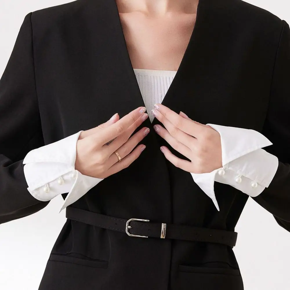 

Elegant Detachable Fake Hand Sleeves Pearls Buttons Decorative False Wrist Cuffs Comfortable Soft Paired Wrist Warmer Winter