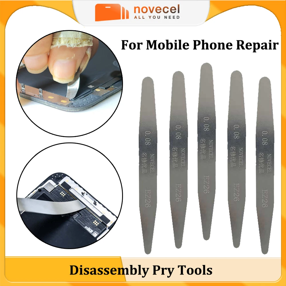 Novecel 10pc Ultra Thin Stainless Steel Pry Tools 0.05mm 0.08mm 0.1mm for Mobile Phone Curved LCD Screen Separation Frame Repair