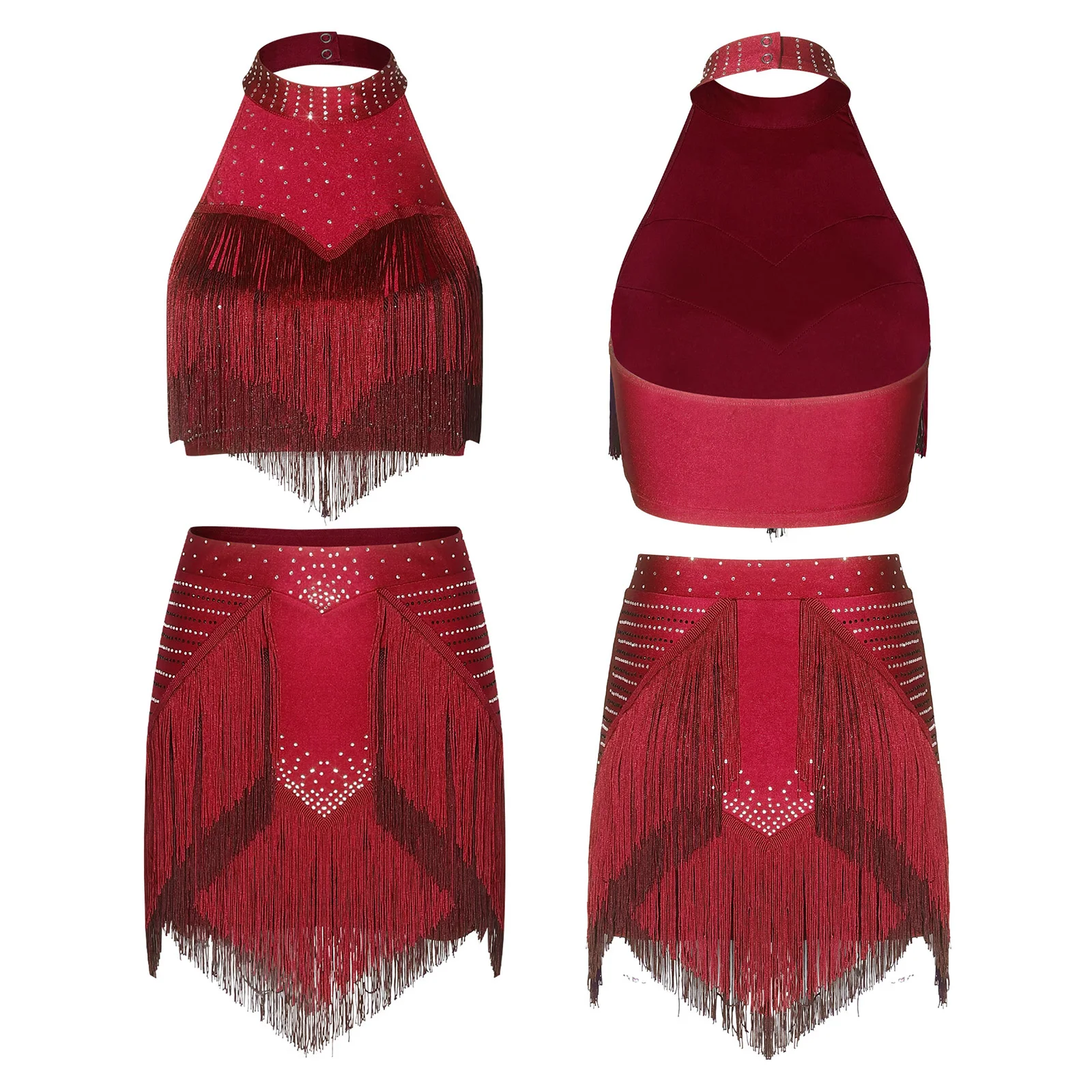 Women Fringed Dancewear Adults Chacha Tango Rumba Latin Dance Costume Ballroom Tassels Cha-cha Dancing Competition Outfit