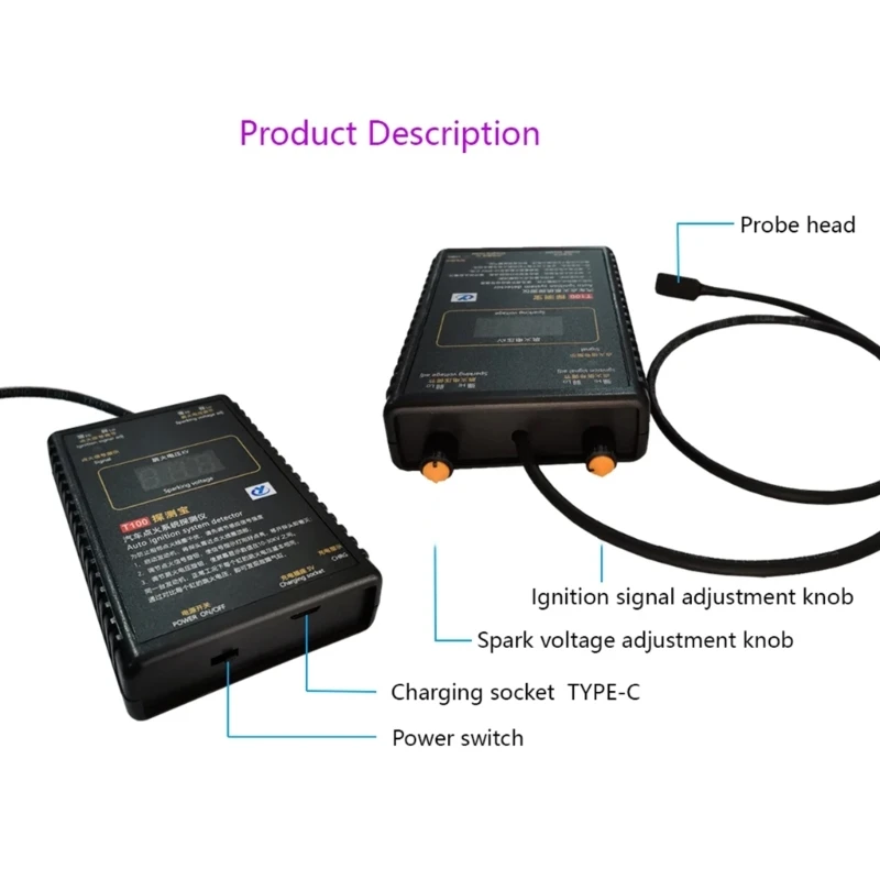 Auto Car Ignition Diagnostic T100, Engine Fault Detection Tool with Analysis Vehicle Maintenance Troubleshooting