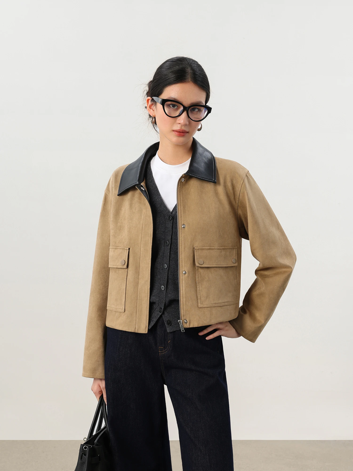 

Женская куртка из высококачественной искусственной кожи с уникальной текстурой, свободного кроя, с длинными рукавами