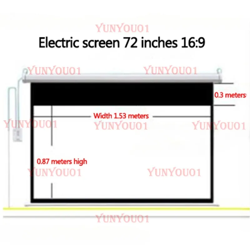 72 Inch Remote High-definition Projection Screen16:9 Wide Field Electric Projector ScreenHome Theater Fabric 3D Projector Screen