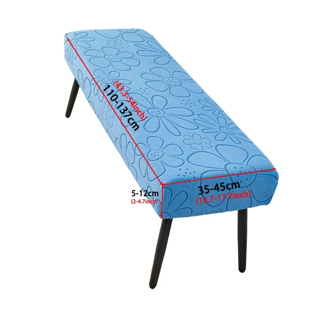 Polyester Elastic Bench Cover Flower Pattern Washable Dining Bench Slipcover Stretch Removable Bench Seat Cover Dining Room
