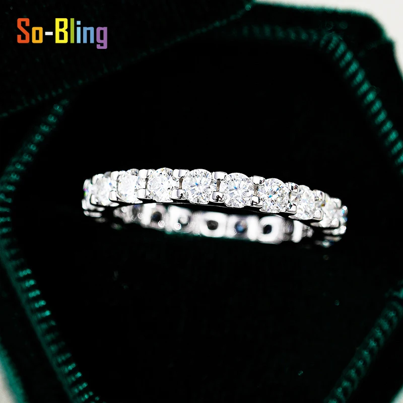 So-Bling 0.03ct 2mm D Color VVS Moissanite Ring For Women S925 Sterling Silver Jewelry  Rings Pass Diamond Tester Wedding Bands