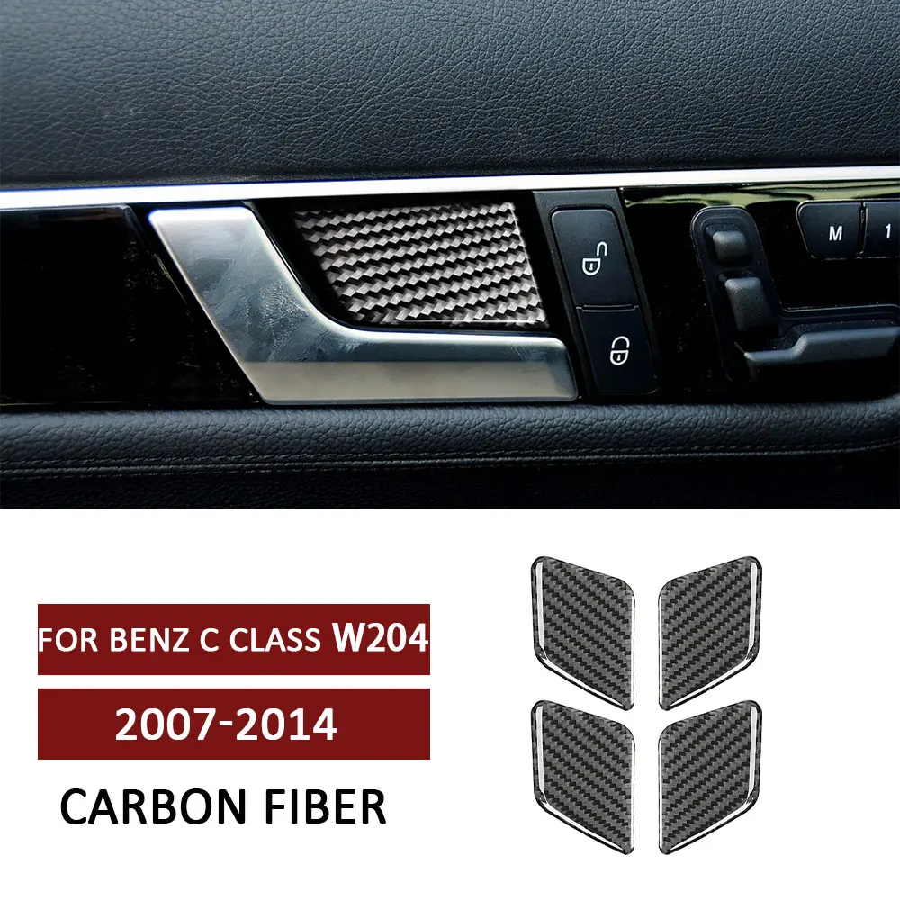 

4pcs Car Inner Door Handle Panel Trim Sticker for Mercedes Benz C Class W204 2007-2014 Carbon Fiber Decor Auto Accessories