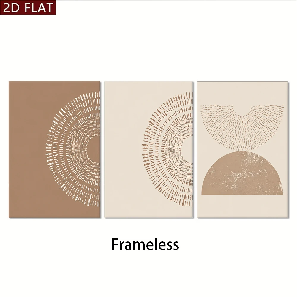 3PCS Large-sized frameless canvas paintings,1 set of modern abstract triple simple geometric lines living room bedroom sofa fram