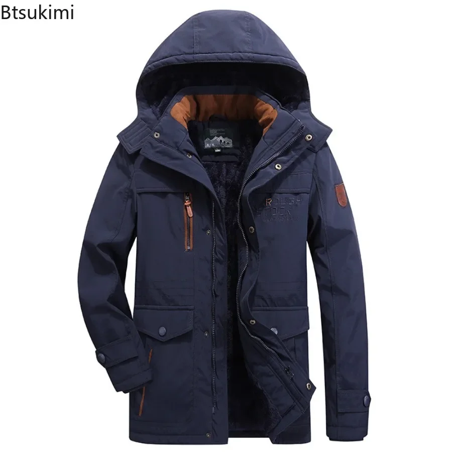 Winter Men's Clothing Cotton-padded Jackets Fleece Lining Thickened Loose Casual Parkas Multi-pocket Cold-resistant Warm Jackets