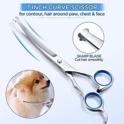 Premium Pet Grooming Scissors Safety Round Tip,  Scissors Portable Stainless Steel Shears For Dogs & Cats Pets Shears Supplies