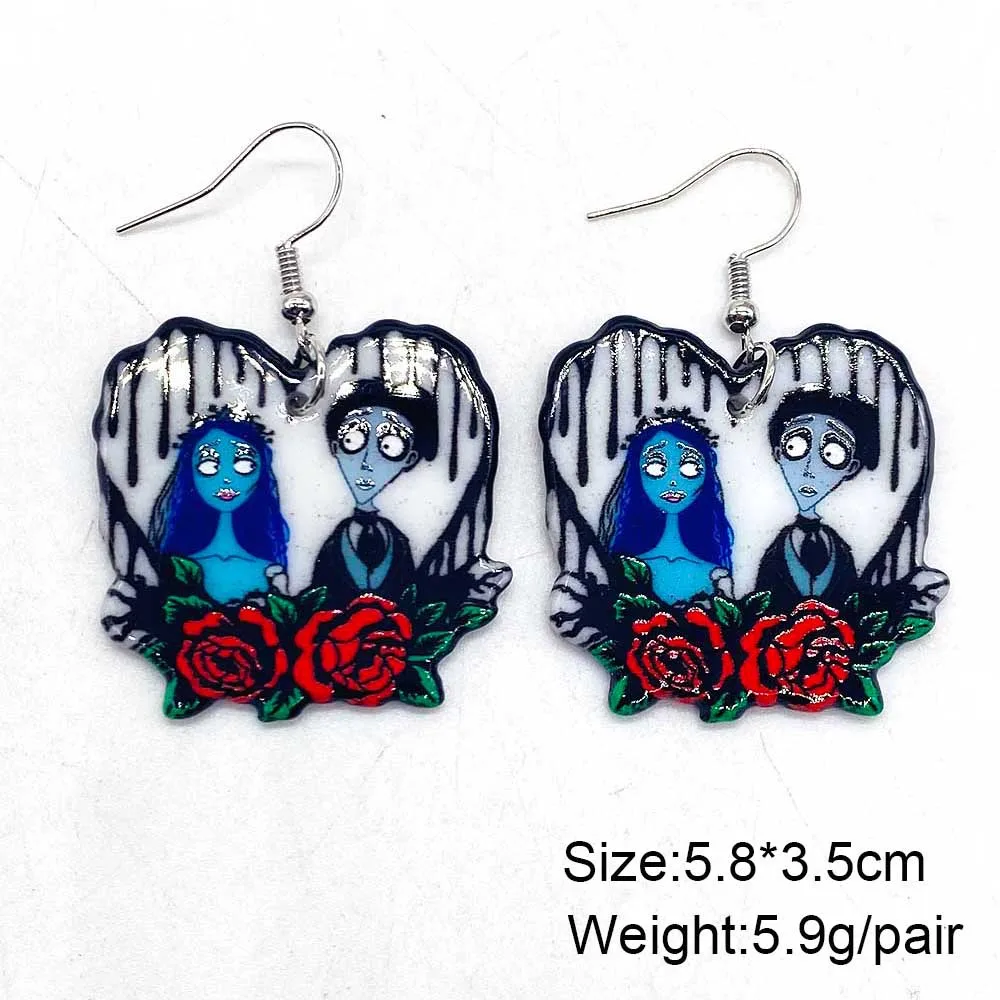 Creative Halloween Ghost Zombie Couple Earrings Terrifying Halloween Acrylic Earrings for Women Valentine\'s Day Jewelry