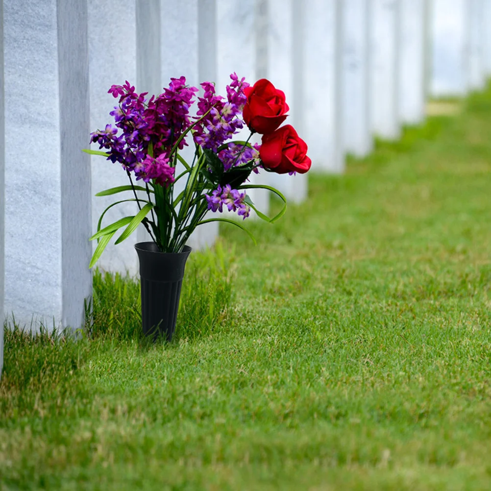 

6Pcs Exquisite Memorial Vase Durable Plastic Urn Planter for Graves Cemetery Garden Table Decoration Grave Vase