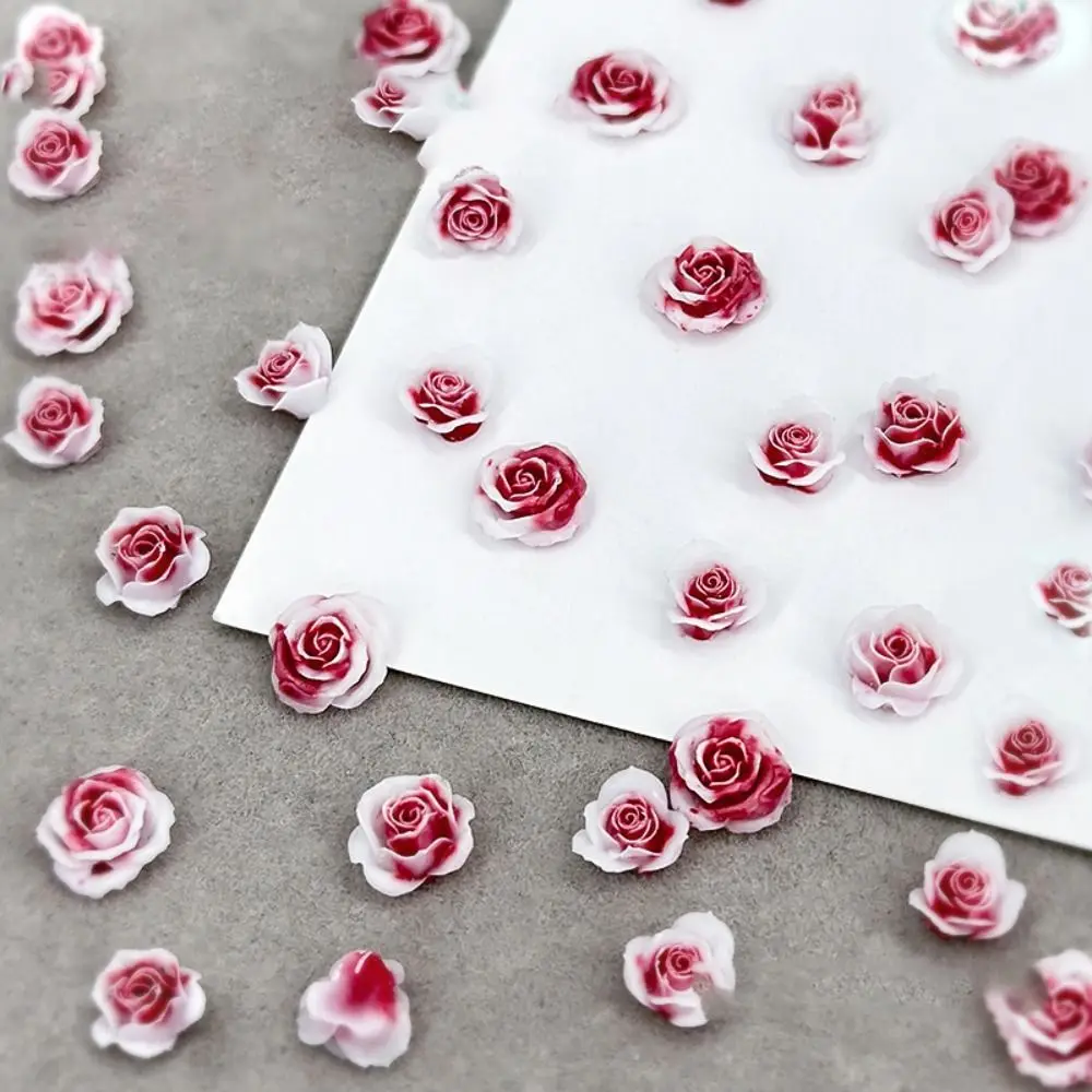 

50PCS 3D Resin Camellia Nail Art Decoration Dark Night Vintage Two-tone Camellia Accessories Simulation Flower Size Mixed
