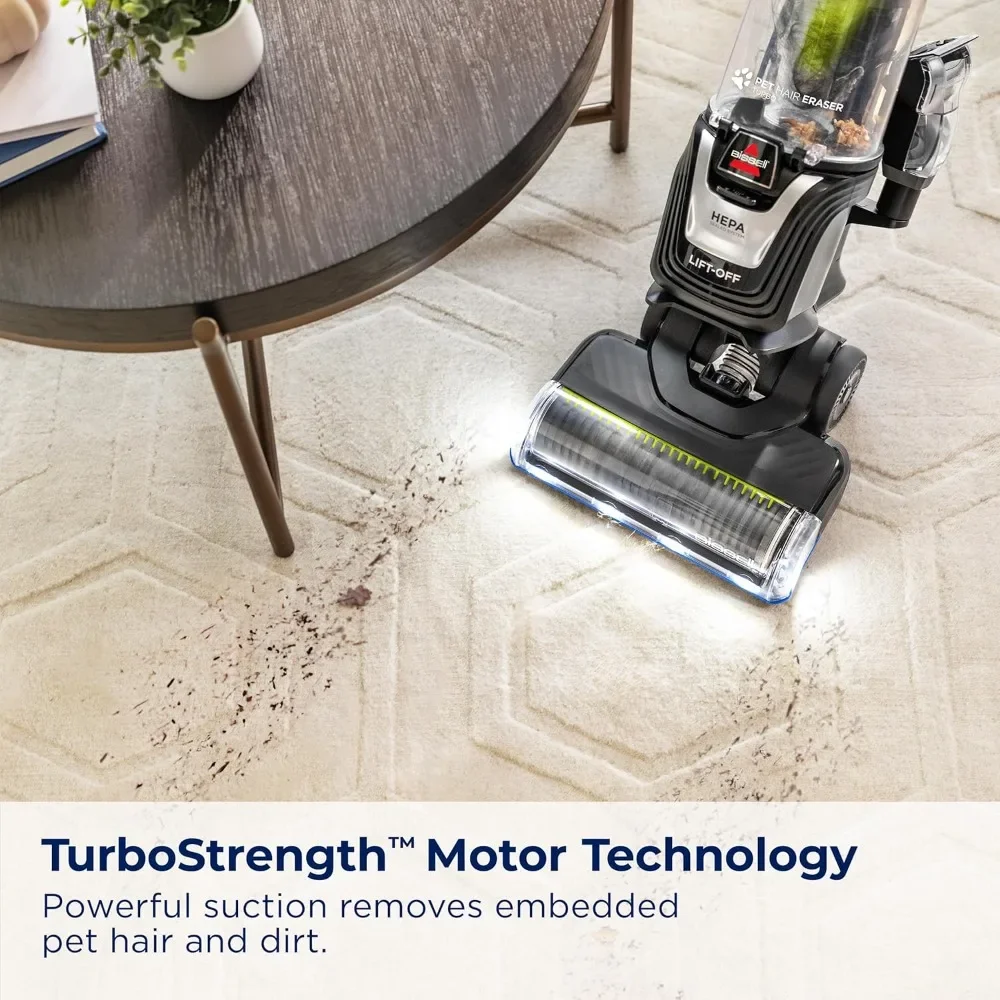 Eraser Turbo Lift-Off Vacuum, w/ Self-Cleaning Brush Roll, HEPA Filtration, Powerful Pickup with TurboBrush Piv