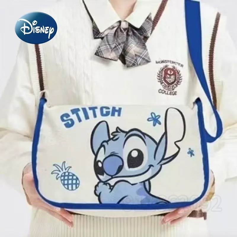 Disney Stitch New Shoulder Messenger Bag Canvas Fashion Girl Shoulder Bag Luxury Brand Original Casual Girl Bag Large Capacity