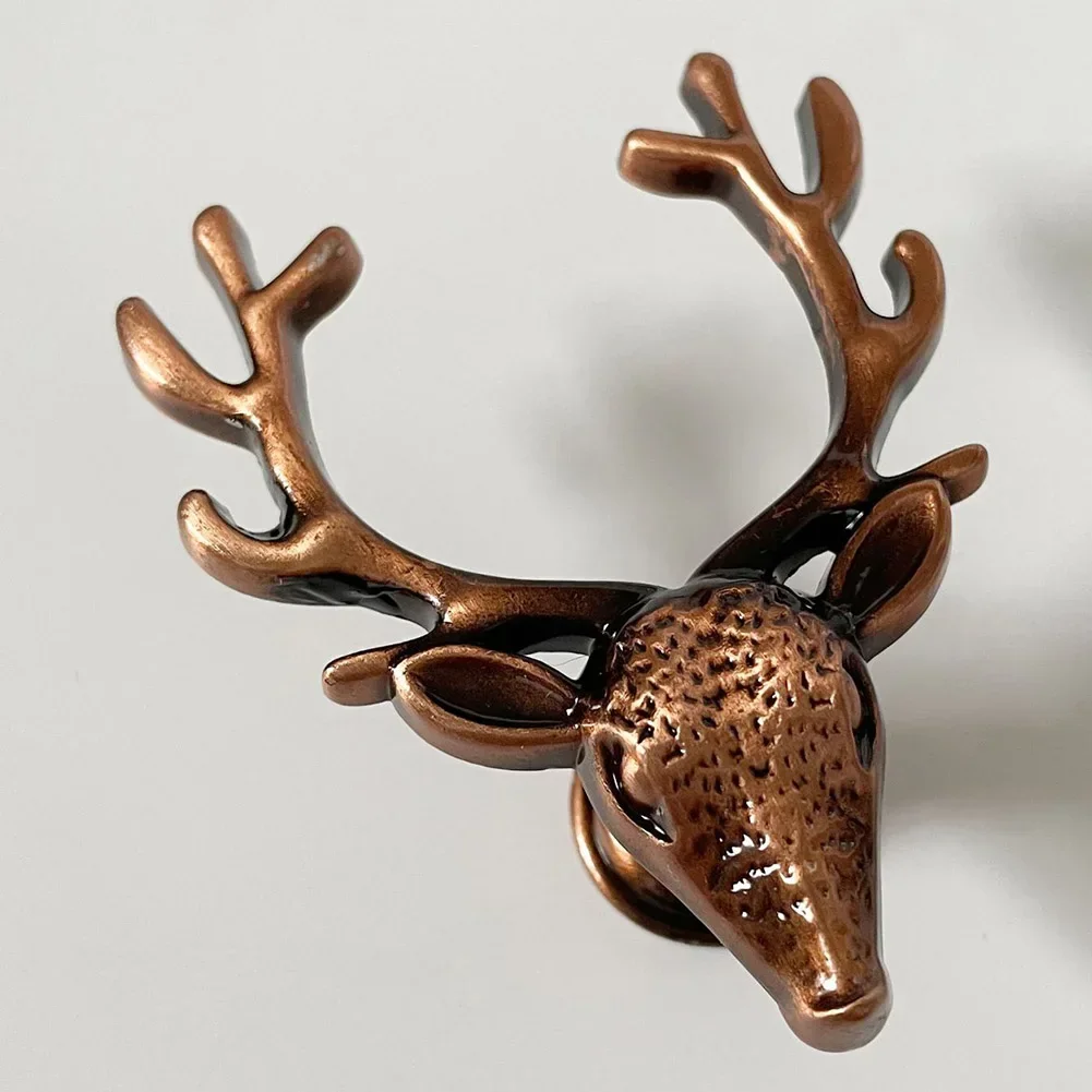 European Retro Deer Shape Drawer Handles Zinc Alloy Furniture Wardrobe Knob Kitchen Cupboard Drawer Door Vintage Pull Handles