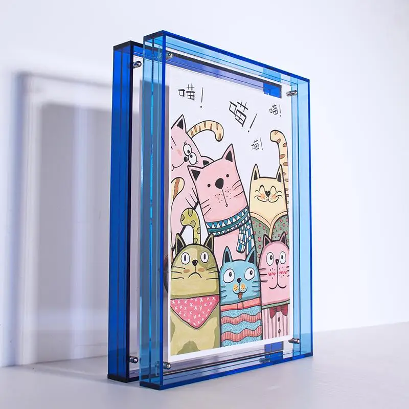 Translucent Acrylic Picture Frame Neon Floating Acrylic Wall Tabletop Frame Decoration Photo Frame for Gallery Home Office