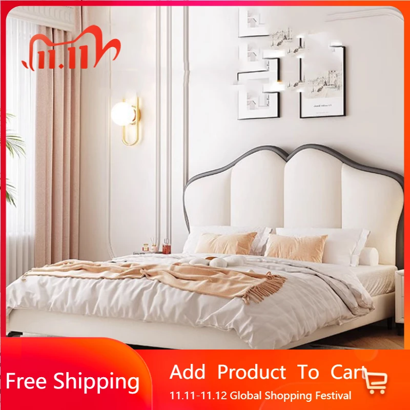 

Винтажный роскошный каркас кровати, дизайнерский белый эстетический каркас кровати, современная деревянная элитная односпальная мебель для отеля Letto Matrimoniale