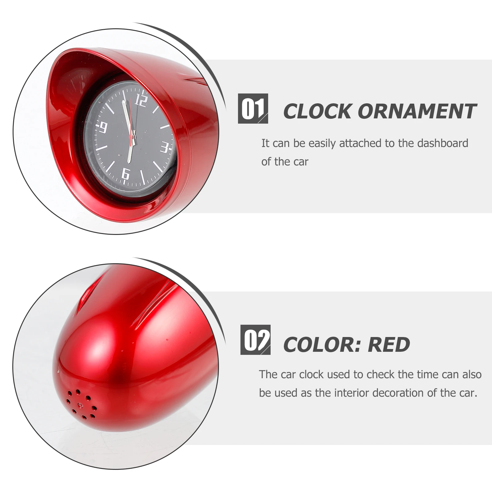 

1 set Quartz Car Clock Ornaments Automotive Dashboard Clocks Operated Mini Glass Mirror Decor for Office Home School