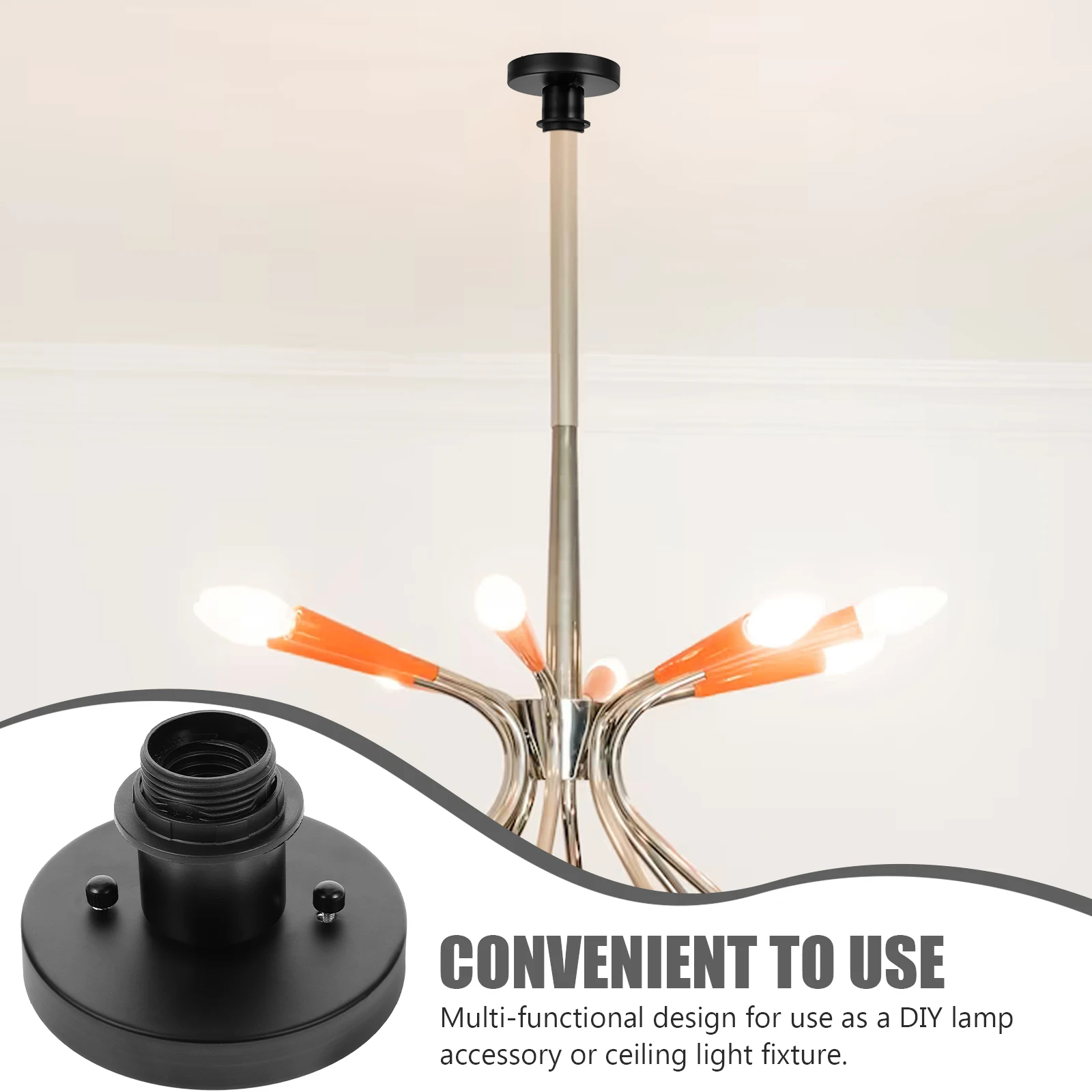 

E26 Lamp Adapter Accessories Metal Ceiling Parts for DIY Fixtures Screw Mount Easy Installation Large Ring Design Base for Lamp