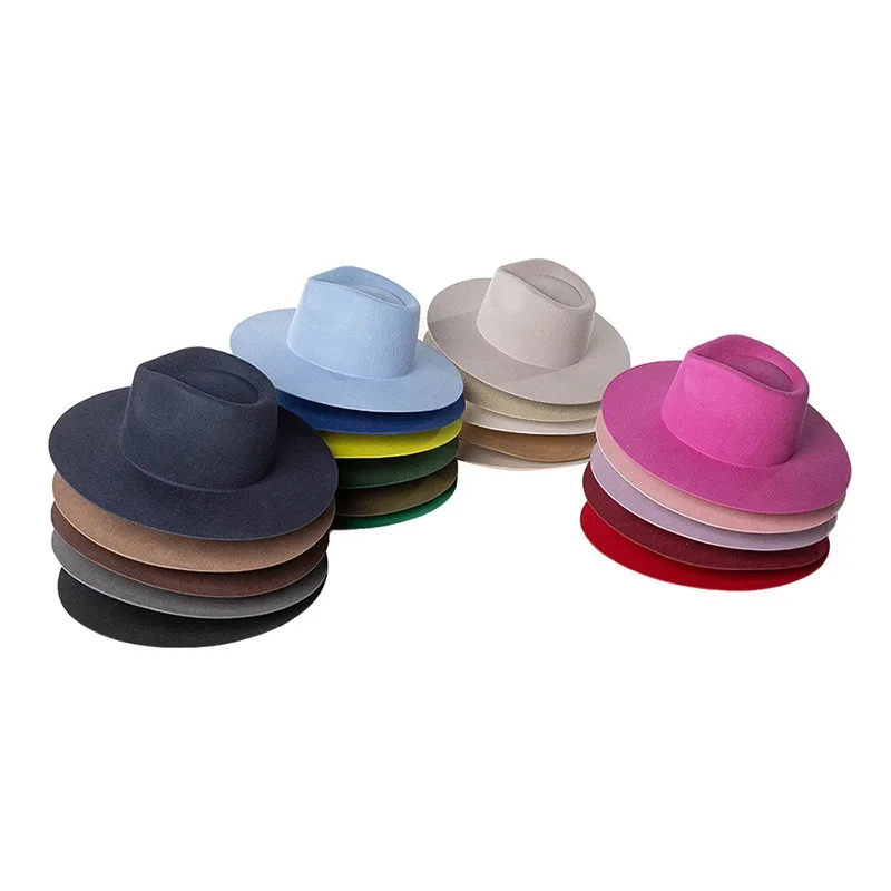 Corona semplice con tesa larga, cappello jazz in lana