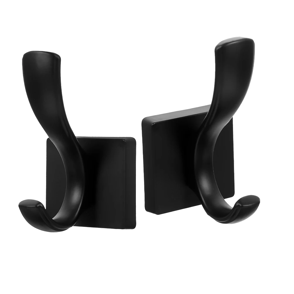 

2pcs Punching Hooks Black Aluminum Alloy Wall Hooks Door Wardrobe Bathroom Storage Closet Organizer Clothes Hanger