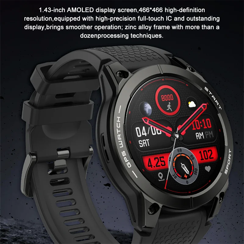 Built-in GPS Smart Watch 1.43-inch HD AMOLED Display Hi-Fi Bluetooth Phone Calls Sports Weather Smartwatch for Men Women