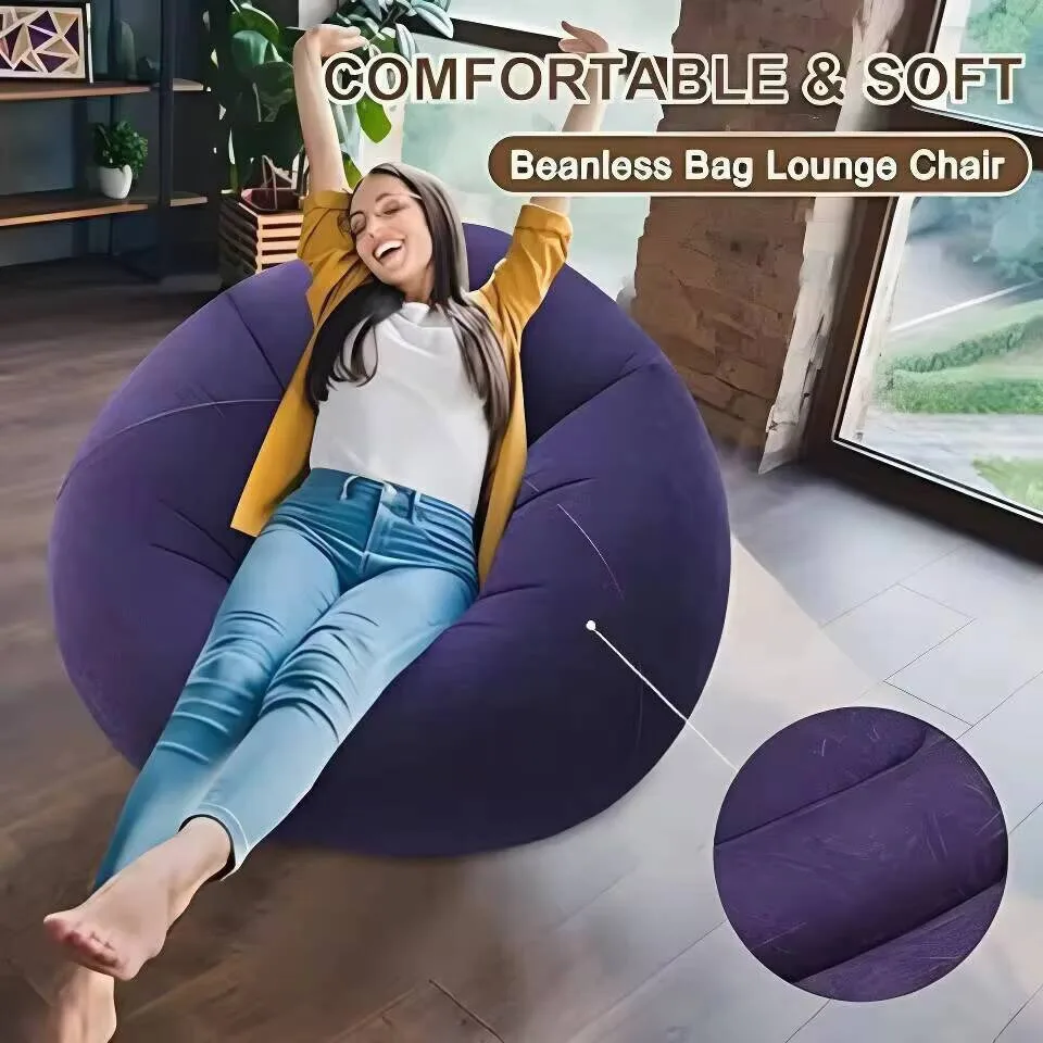 Movable Foldable Reclining Inflatable Lounge Sofa Chair for Outdoor Beach Camping or Movie Night with Case Included