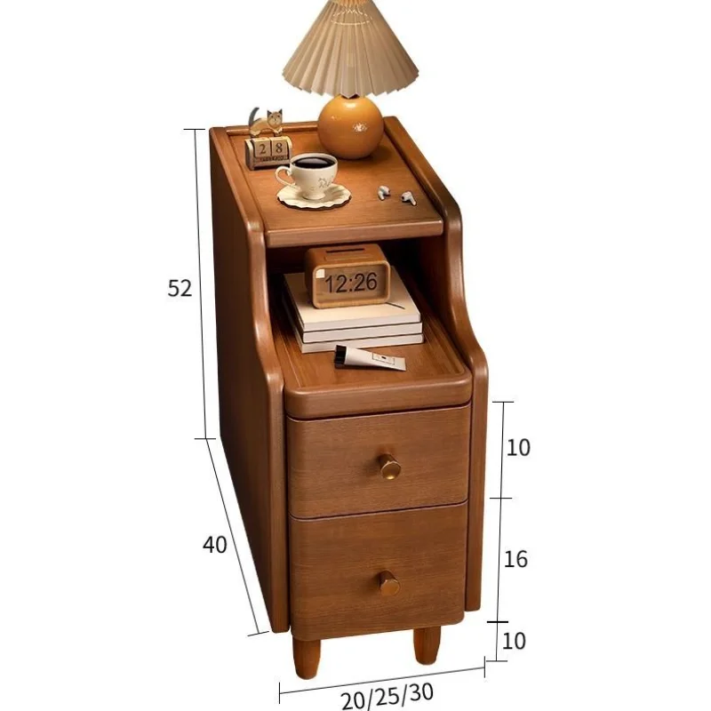 New Home Solid Wood Bedside Tables, Extremely Narrow Study and Bedroom Cabinets, Simple Storage Side Cabinets, Home Furniture