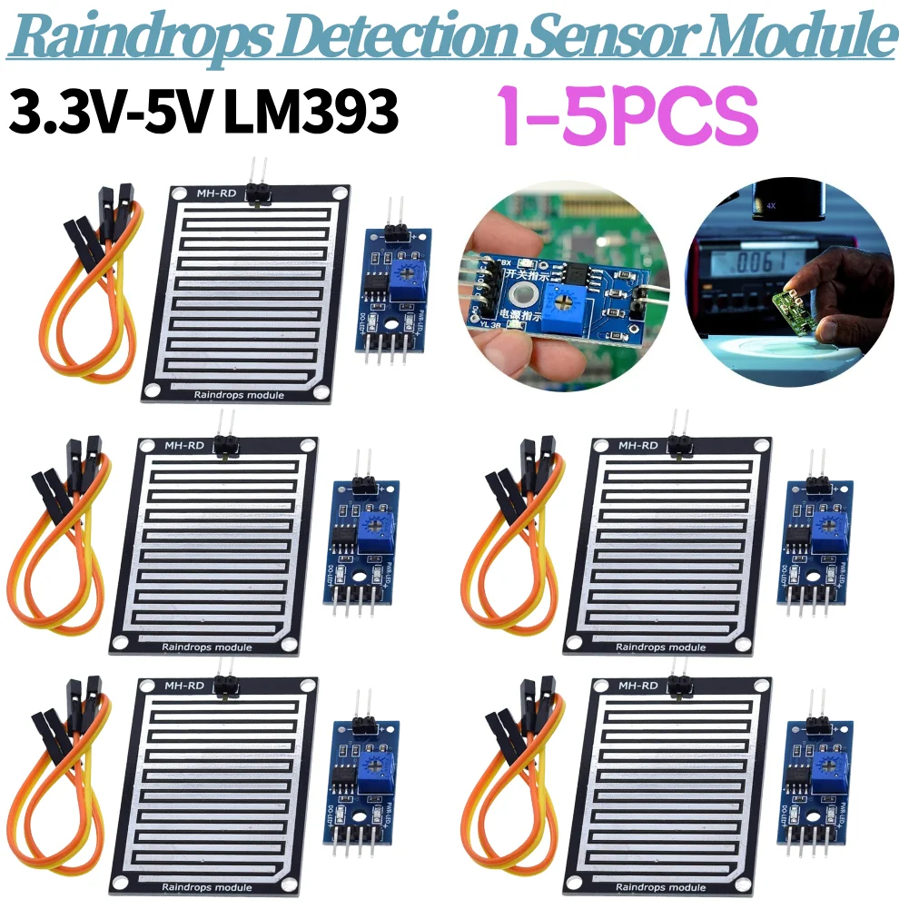 

Монитор, релейная плата датчика погоды 3,3 В-5 В, релейный модуль датчика влажности листьев дождя, высокая чувствительность для комплекта робота Arduino