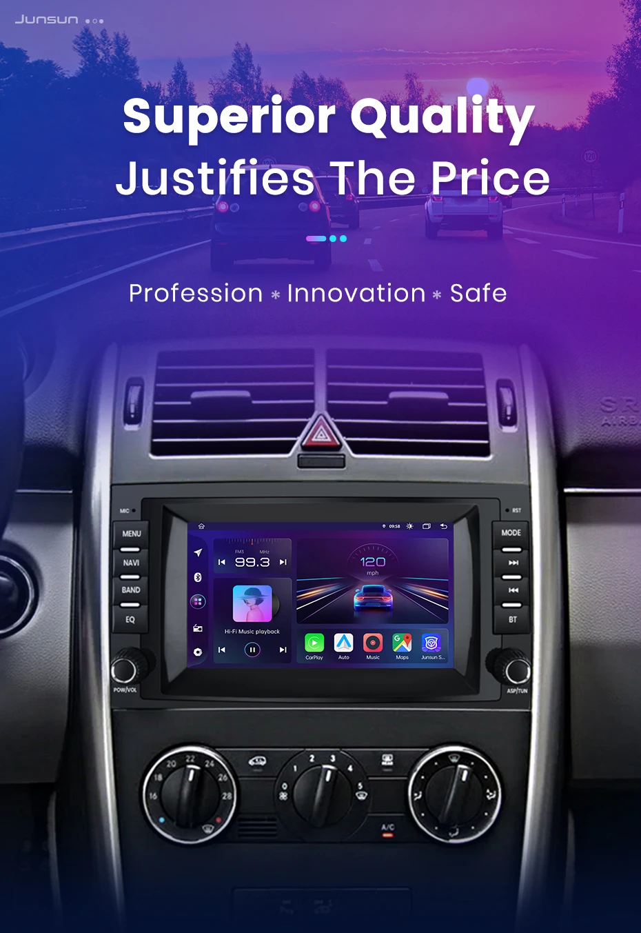 Junsun android auto radio für mercedes benz b200 klasse sprinter w906 viano vito w639 carplay auto multimedia gps 2din autoradio – Detail 5
