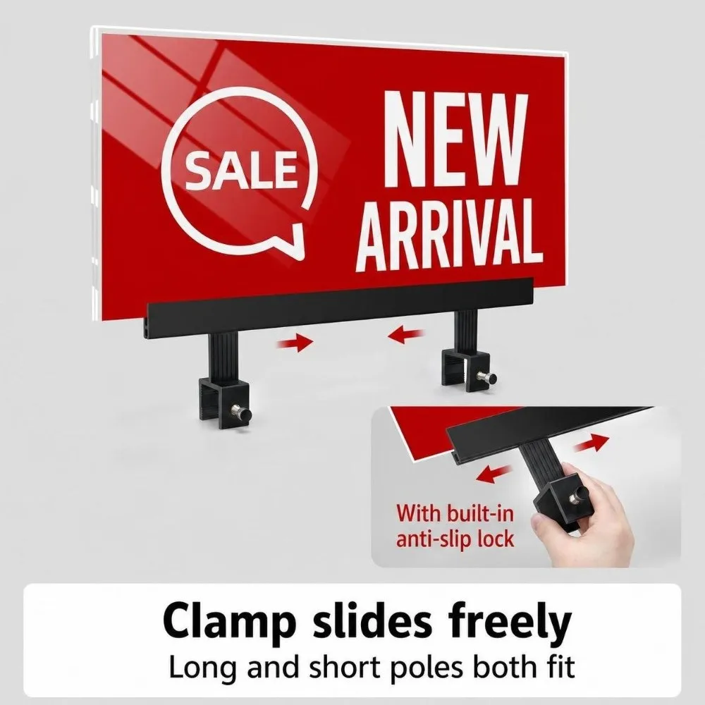 Portable Hard Plastic POP Sign Holder Adjustable C-Clamp Retail Poster Clip Price Display Stand Supermarket