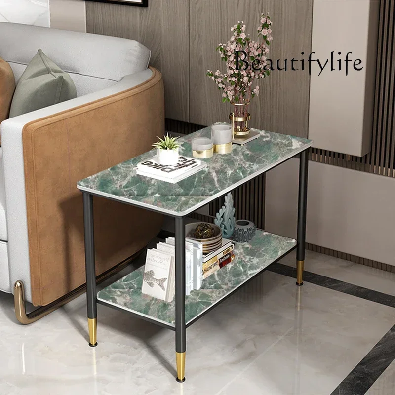 F Sofa Side Light Luxury Simple Modern Living Room Coffee Table Double Storage Rock Table Designer Fashion