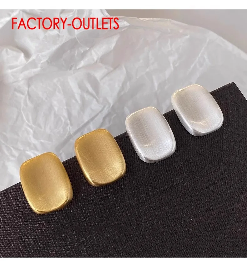 Shiny Popular Genuine 925 Sterling Silver Stud Earrings For Women Girls 2 Colors Option Geometric Simple Fashion Party Earring