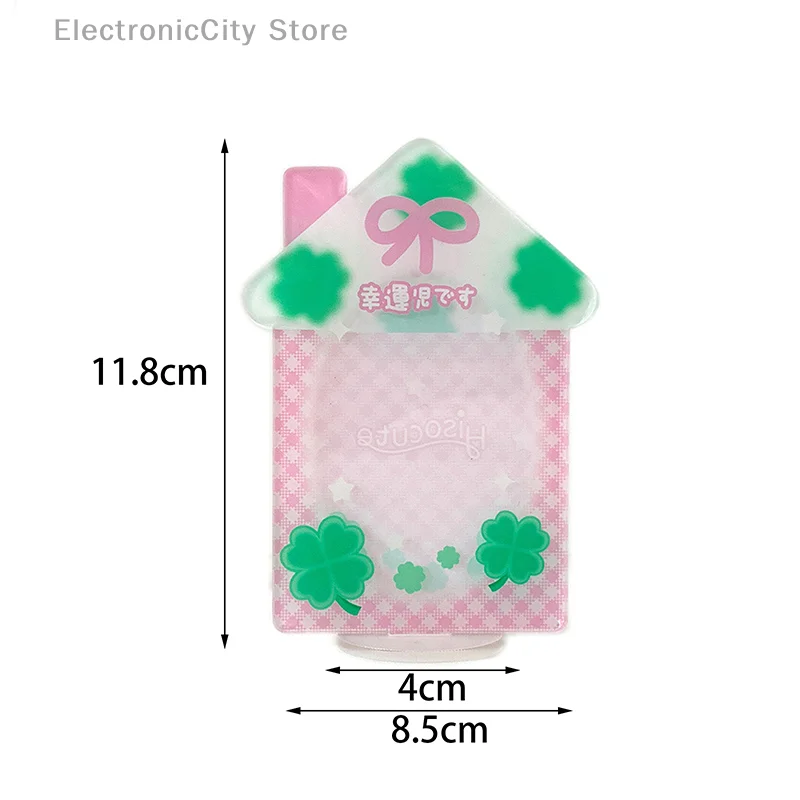 Kawaii Acrylic Four Leaf Clover Photocard Holder Photo Rack Durable Multi-Function Photo Card Case For Showcase Favorite Star